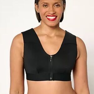 Women's Tommie Copper Shoulder Support Bra with Front Zipper Black Size M NEW
